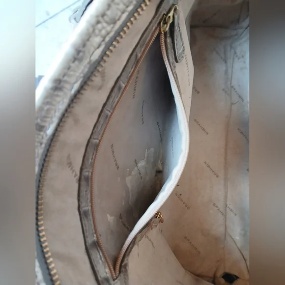 Brahmin 3pcSet Melbourne Asher Tote Bag Wallet&Case Crocodile Embossed Champagne - Picture 7 of 16